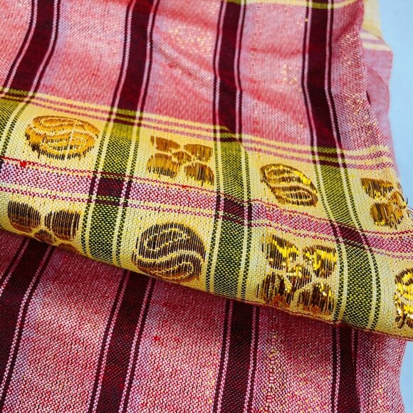 2 Plaid Decorative Tablecloth Black Orange Red Green Metallic Appliqués u - Picture 9 of 11